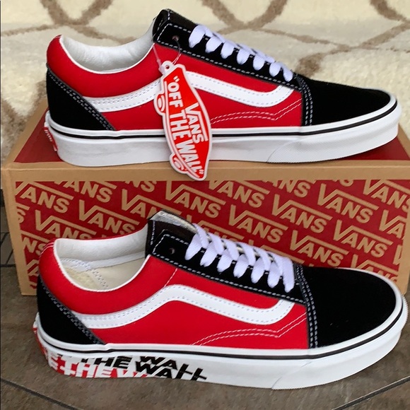 otw sidewall old skool vans red and black